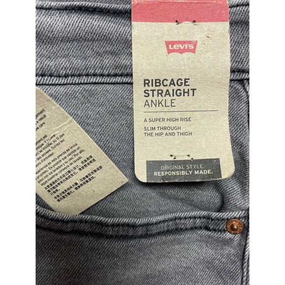 Levi's Ribcage Straight Ankle Women's Plus Sz 22W Super High-Rise Slim Fit Jeans - Picture 7 of 12
